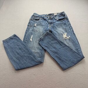 Eunina Mid Rise Distressed Skinny Jeans 25 Blue Destroyed Denim Grunge Indie Y2K